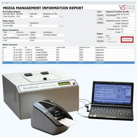 VS Security Products Datagauss - vs security products datagauss lg harde schijf degausser log reports