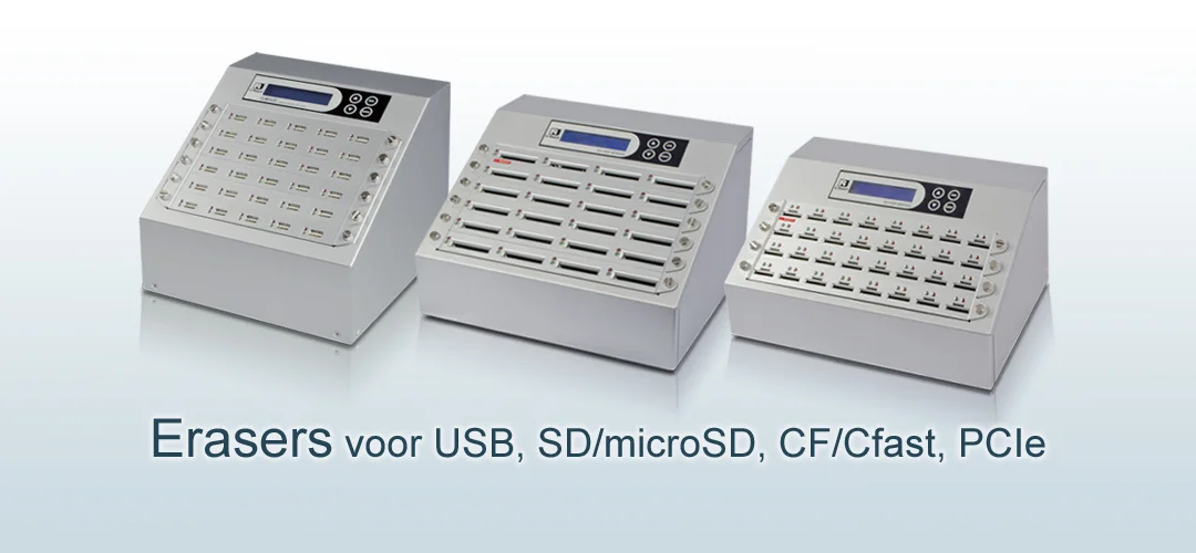 Erasers voor USB SD microSD CF CFast PCIe